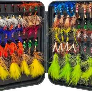 Raprance Fly Fishing Flies Kit with Fly Box?48/64/66/100 Fly Fishing Flies Assortment for Bass Trout Salmon Fishing