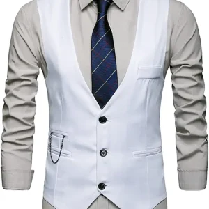 Red Vest Leather V Neck Pocket Retro Color Vest Blouse With Button Men'S Suit Vests White Blazer Men Mens Black