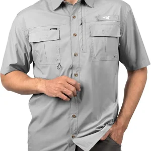 ReKon Men's Fishing Shirts, Well Made, Quick-Dry Short & Long Sleeve Hiking Beach Shirts, Sun Protection