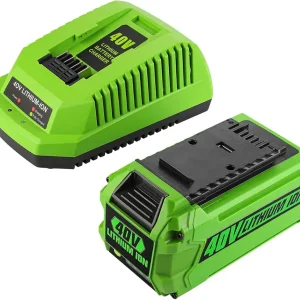 Replacement for Greenworks 40V Battery and Charger 29482 Compatible with 40V Greenworks Battery 29472 29462 6.5Ah