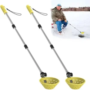 Retractable Ice Fishing Scoop Skimmer, Ice Fishing Accessories, Long Length, And Larger Spoon, No More Bending Over To Scoop Out Ice While Ice Fishing, Ice Fishing Gear, Pack Of 2