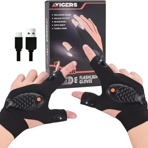 RF REENFAYA Rechargeable LED Flashlight Gloves,Valentine's Day Gifts for Men Cool Gadgets Tools Easter Gifts Flashlight Cycling Great for Night Workers Repairing,Working, Fishing, Camping, Hiking