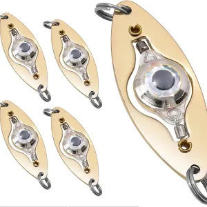 RGB LED Trolling Lures,Ice Fishing Flashers, Deep Drop Fishing Lights,Underwater Flasher Fishing Lures,360 Rotate Water-Triggered Fish Eye Lures Light 5PCS