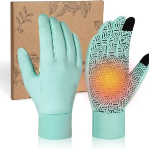 RIGWARL Upgraded Plush Winter Gloves for Cold Weather, Waterproof Gloves for Men Women with Touch Screen, Late Fall and Early Winter Green Running Gloves for Walking the Dog Hiking Camping Skiing Snow