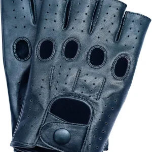 Riparo Fingerless Leather Gloves for Men - Driving, Motorcycle, Riding, Cosplay and Cycling