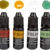 Riverruns 6 Colored Super UV Glue Combo Set Revolutionary Fly Tying for Building Flies Flies Heads Bodies and Wings Tack 10ml Each Color Unit