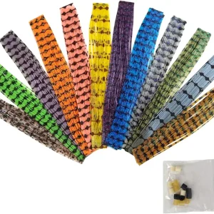 Riverruns Fishing Jig Lures Mixed Colors DIY Silicone Skirts for Jig, Regular Skirt Collars Included Fly Tying Material