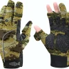 Riverruns Flexible Fishing Gloves Fleece Lining Windproof Ice Fishing Gloves Water-Repellent Touchscreen 3 Cut Fingers