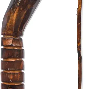 RMS Nature Wood Walking Stick - Wooden Hiking Stick and Trekking Pole with Leather Wrist Strap