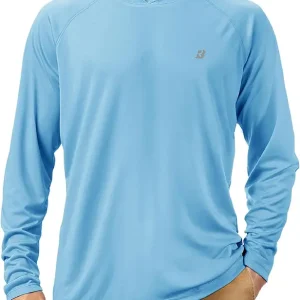 Roadbox UPF 50+ Fishing Shirts for Men, Long Sleeve UV Sun Protection Hoodie, Outdoor Hiking Running Swimming Rash Guard