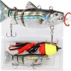 Robotic Swimming Fishing Bait Electric Lures 3.5" USB Rechargeable LED Light Wobbler 4-Segement Multi Jointed Swimbait Hard Lures Fishing Tackle
