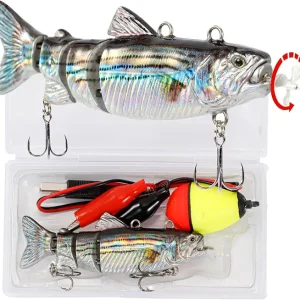 Robotic Swimming Fishing Bait Electric Lures 3.5" USB Rechargeable LED Light Wobbler 4-Segement Multi Jointed Swimbait Hard Lures Fishing Tackle