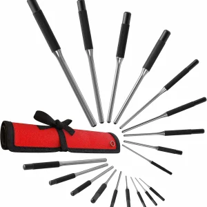 Roll Pin Punch Set 9pc Craftsman Tool Set - Great Nail Punch for Gun Tool Kit Building, Watch Repair Kit and Removing Firing Pin with Tool Pouch