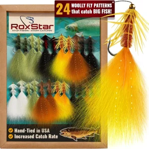 RoxStar Fly Shop | 24pk Wooly Bugger Flies Assortment | Hand Tied with Platinum Select Marabou | We Have Mastered The Woolly Bugger - The Results are Unmatched! Tied in House - Never Outsourced!