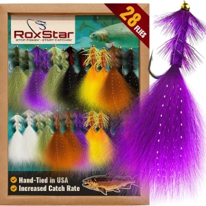 RoxStar Fly Shop | 24pk Wooly Bugger Flies Assortment | Hand Tied with Platinum Select Marabou | We Have Mastered The Woolly Bugger - The Results are Unmatched! Tied in House - Never Outsourced!
