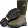 Rubber Boots for Men with Steel Shank, Mid Calf Work Rain Boots, Men's Outdoor Waterproof Anti-Slip Hunting Boot, Size 6-13