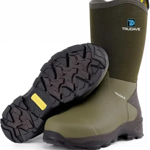 Rubber Boots for Men with Steel Shank, Mid Calf Work Rain Boots, Men's Outdoor Waterproof Anti-Slip Hunting Boot, Size 6-13