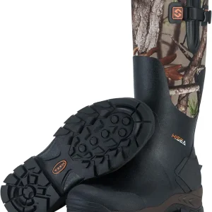 Rubber Hunting Boots for Men Waterproof Rain Boots for Mud Working Farming Fishing, Adjustable Calf