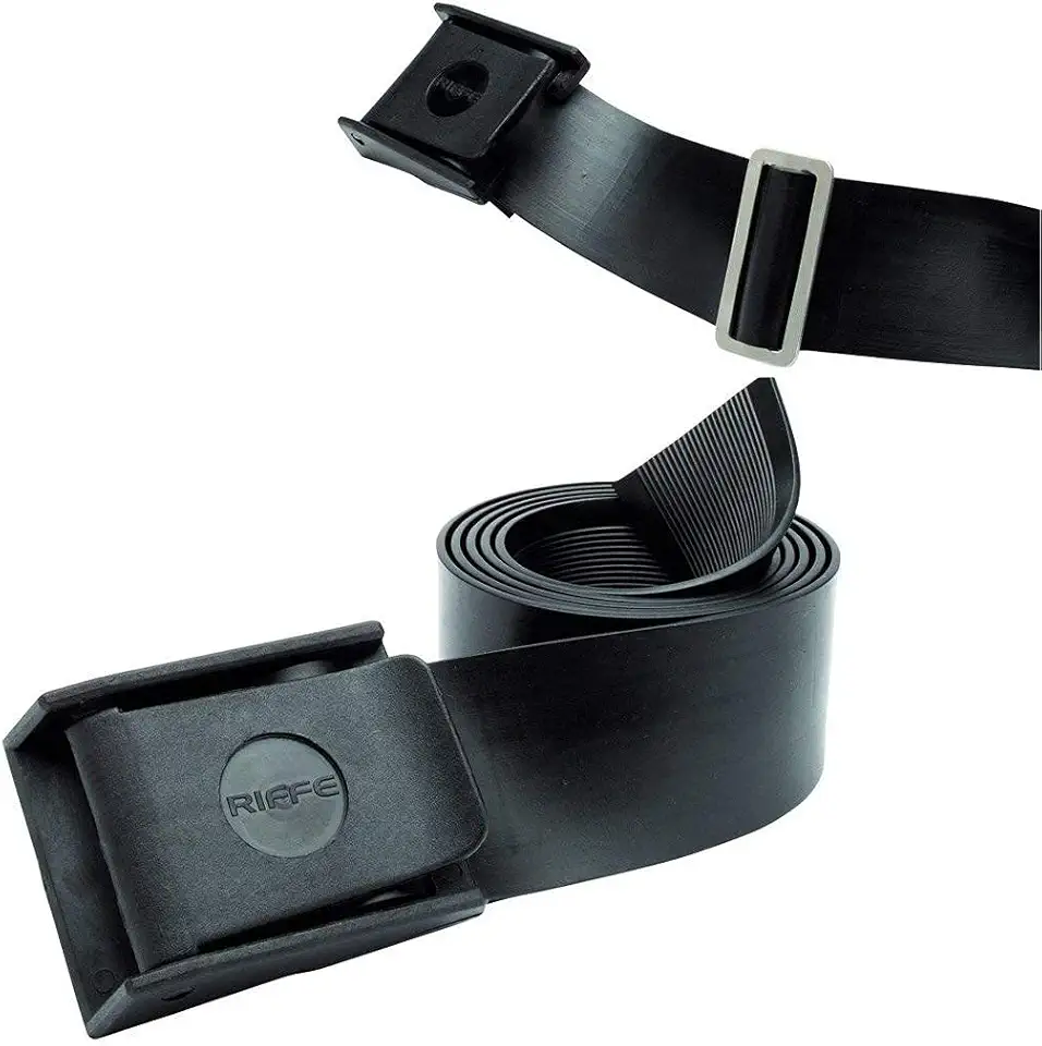 Rubber Weight Belt (Black) With Glass Filled Nylon Buckle, For Freediving and Spearfishing - Quick-Release Lever Ensures Safety On The Water, 54 Inch's Length