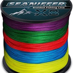 RUNCL Braided Fishing Line X8, Pro Grade Tournament PE Line for Fresh/Saltwater, Abrasion Resistant, No Stretch, Hi Vis Multi-Color Measure Line, 328/546/1093 Yards, 8-200 lb, Christmas Fishing Gifts