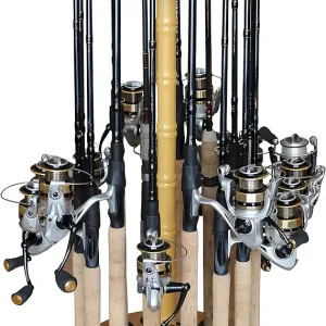 Rush Creek Creations | Rod Holder for 16 Fishing Poles, Garage Organization and Storage, for Reels, Gear, Accessories, Tackle Box