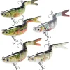 RYACO Fishing Lures for Bass Trout, Multi Jointed Segmented Fishing Bait for Freshwater and Saltwater, Lifelike Swimbait with Hooks Slow Sinking Crankbaits Fishing Gifts Family Fishing Gear, 5PCS