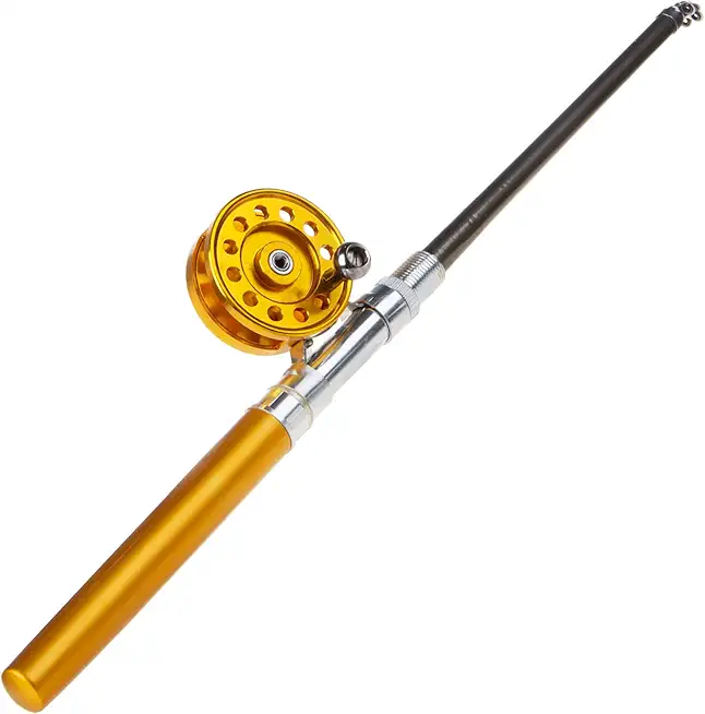 Saim Fishing Rod 36In(3Ft) Mini Portable Pocket Aluminum Alloy Fish Rod Pen - Great Gift for Father Husband Man Son