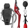 SAMSFX Aluminum Fishing Pliers Hook Remover Braid Line Cutter with Coiled Lanyard, Fly Fishing Knot Tying Tool & Retractors
