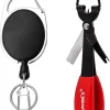 SAMSFX Fishing Knot Tying Tool, Multifunctional Fly Fishing Nippers with Retractor, Fishing Line Knot Tyer, Fast Tie Nail Knots, Tackle Box Accessory