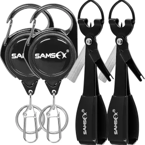 SAMSFX Fishing Knot Tying Tool, Multifunctional Fly Fshing Nippers, Quickly Tie Fishing Knots for Hooks, Lures and Flies, Fishing Clippers with Retractor