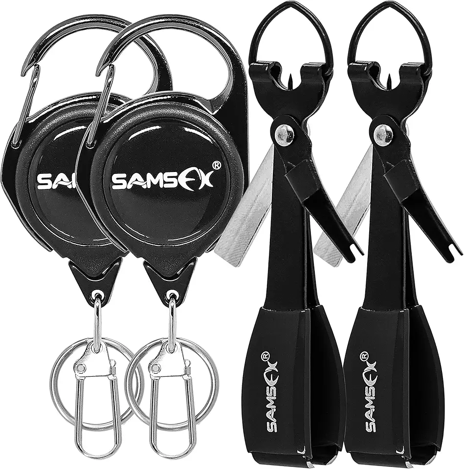 SAMSFX Fishing Knot Tying Tool, Multifunctional Fly Fshing Nippers, Quickly Tie Fishing Knots for Hooks, Lures and Flies, Fishing Clippers with Retractor