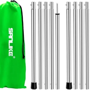 SAN LIKE Tent Pole Telescopic Adjustable tarp Poles for Camping Canopy Awning Shelter Backpacking Hiking -(Adjustable Length - Steel)