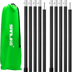 SAN LIKE Tent Poles Aluminum Tent Poles for Tarp 75inch Camping Tarp Poles Adjustable Collapsible Tent Poles for Awnings Canopy Rain Fly Shelter 2 Sets (5 Sections)