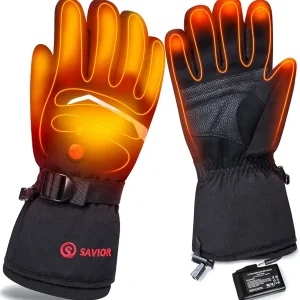 SAVIOR HEAT Battery Heated Gloves-Men&Women Electric Waterproof Motorcycle Gloves with Touchscreen,Rechargeable Winter Cycling Gloves for Hunting,Skiing,Ice Fishing,Hiking,Hand Warmers
