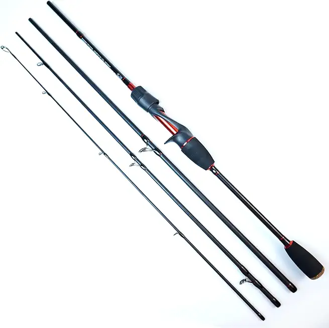 Seasprite IV Casting & Spinning Travel Fishing Rod(4 pcs),Portable Collapsible,High Performance Carbon Blank 24T+30T, Stainless Steel Line Guides w/Zirconium Oxide Rings Tip Top