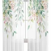 Semi Sheer Curtains 72" L, Rod Pocket Drapes Sage Green Leaf Spring Summer Leaf Plant Window Treatments Curtain Light Filter for Living Room Kitchen Bedroom Decor 2 Panels