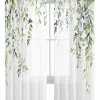 Semi Sheer Curtains 72" L, Rod Pocket Drapes Spring Sage Green Eucalyptus Leaf Plant Window Treatments Curtain Light Filter for Living Room Kitchen Bedroom Decor 2 Panels