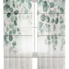 Semi Sheer Curtains 72" L, Rod Pocket Drapes Vintage Sage Green Eucalyptus Leaves Window Treatments Curtain Light Filter for Living Room Kitchen Bedroom Decor 2 Panels