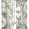 Semi Sheer Curtains 72" L, Rod Pocket Drapes Watercolor Flowers Plant Sage Green Window Treatments Curtain Light Filter for Living Room Kitchen Bedroom Decor 2 Panels