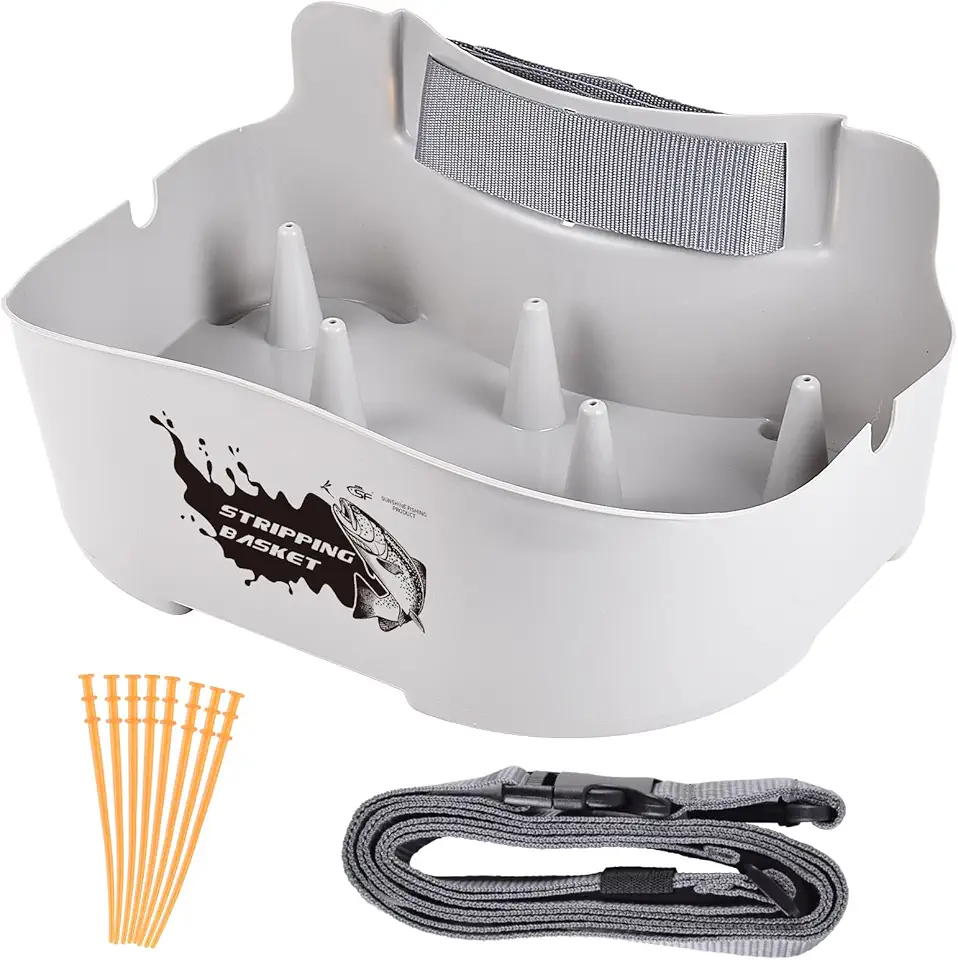SF Fly Fishing Stripping Basket for Line Tray Ergonomic Smooth Super Lightweight with 8 Silicone Spikes