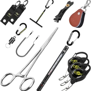 SF Fly Fishing Tools Kit Includes a Fishing Knot Tool and Line Clipper, Zinger Retractor and Hook Remover Forceps.