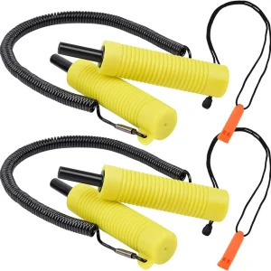 SF ice Picks for ice Fishing Ice Safety Picks Awls with Emergency Whistle with Lanyard Fishing Breaking Tools Accessories for Rescue Signaling Skating Sled Walking Bright Yellow