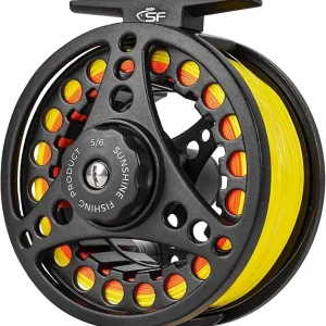 SF SF-001 Large Arbor Fly Fishing Reel with Aluminum Alloy Body 3/4wt 5/6wt 7/8wt Die Cast Pre-Loaded Fly Reel with Line Combo for Trout Bass Carp Pike Panfish