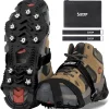 Sfee Crampons for Winter Boots, Upgraded Ice Cleats Stainless Steel Women Men Anti Slip Ice Traction Cleats Grips with Straps, Perfect for Hiking, Walking, Climbing, Ice Fishing