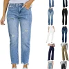 SHAOBGE Fall Capri Jeans for Women 2024 Trendy with Pockets Casual Wide Leg Fashion Jeans Boyfriend Baggy Stright Pants
