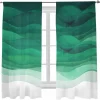Sheer Curtains 72 Inches Long 2 Panels Set Abstract Sage Green Gradient Ocean Waves Light Filtering Curtains & Drapes Rod Pocket Voile Panel Curtain for Bedroom Living Room 52" W x 72" L