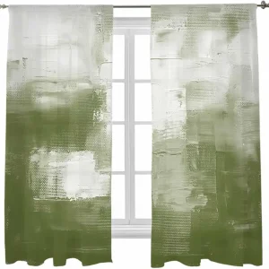 Sheer Curtains 72 Inches Long 2 Panels Set Sage Green White Paint Texture Light Filtering Curtains & Drapes Rod Pocket Voile Panel Curtain for Bedroom Living Room 52" W x 72" L