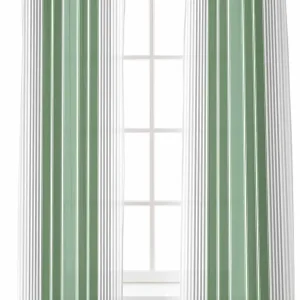 Sheer Curtains 84 Inches Long 2 Panels Set Rustic Farmhouse Gray Sage Green Gradient Stripes Light Filtering Curtains & Drapes Rod Pocket Voile Panel Curtain for Bedroom Living Room 52" W x 84" L