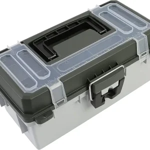 Sheffield 12670 13" Tackle Box, Fishing Gear Organizer for Fly Fishing, Flip-Up Lid, Lift-Out Tray, Stackable Storage, Made In USA