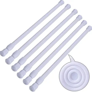 SIQUK 6 Pack Cupboard Bars Adjustable Spring Tension Rods White Refrigerator Bar Extendable Rod for DIY Projects, 12 to 20 Inches